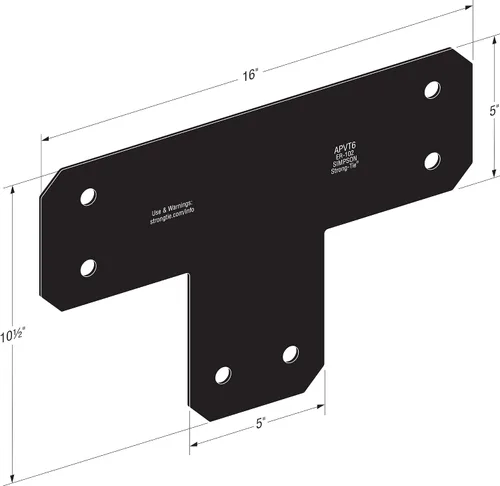 Vista 5 de Simpson Strong-Tie APVT6 Outdoor Accents Avant Collection ZMAX, correa en T negra con recubrimiento en polvo para 6x6 (paquete de 8)