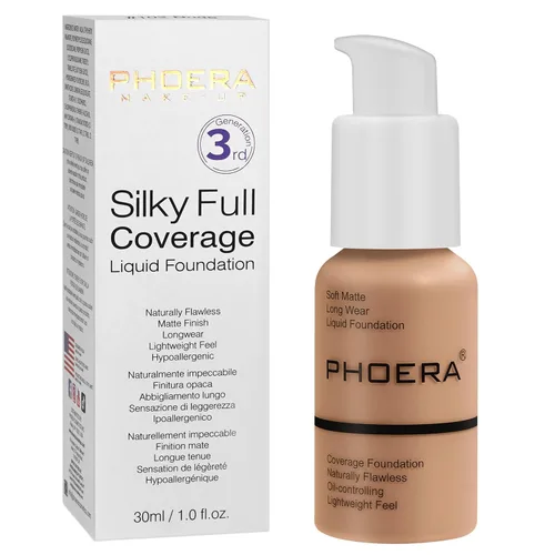 Vista 13 de PHOERA - Base líquida mate, maquillaje PHOERA para mujeres, corrector de cobertura completa, base PHOERA, corrector de control de aceite mate de 1.0