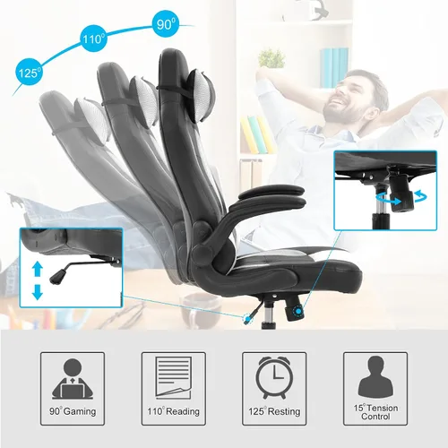 Vista 4 de Silla de videojuegos, silla de computadora, silla de escritorio, silla de juegos de PC, silla ergonómica de carreras de oficina para mujeres
