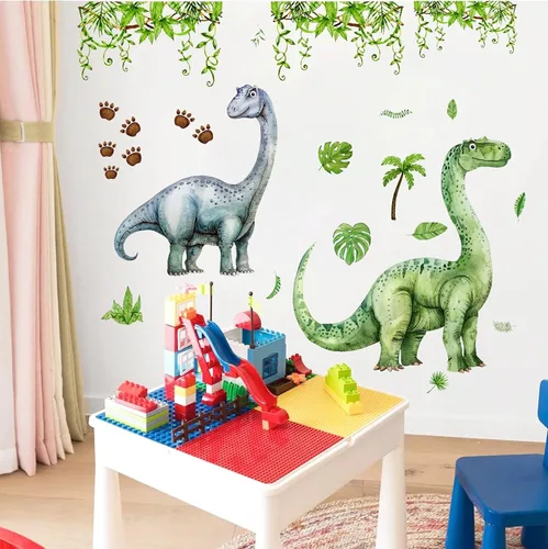 Vista 3 de Calcomanías de pared de dinosaurios grandes para aula, mural de pared