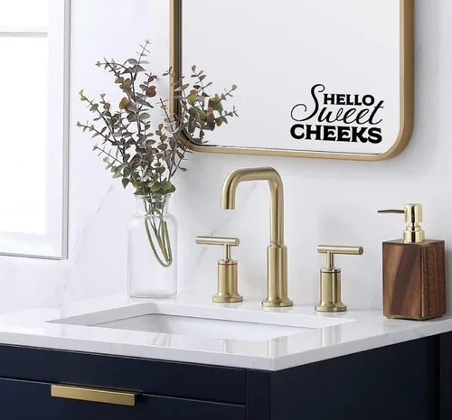Vista 6 de Hello Sweet Cheeks - Adhesivo de vinilo para inodoro para baño y baño, adhesivo motivacional para espejos