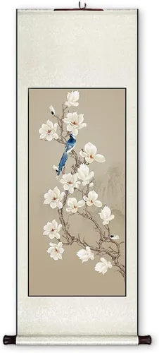 Vista 14 de Xzhipeng Pergamino Pintura colgante vertical Flor pájaro Pintura china Porche Pasillo Pasillo Pintura colgante Pergamino Sala de estar Comedor