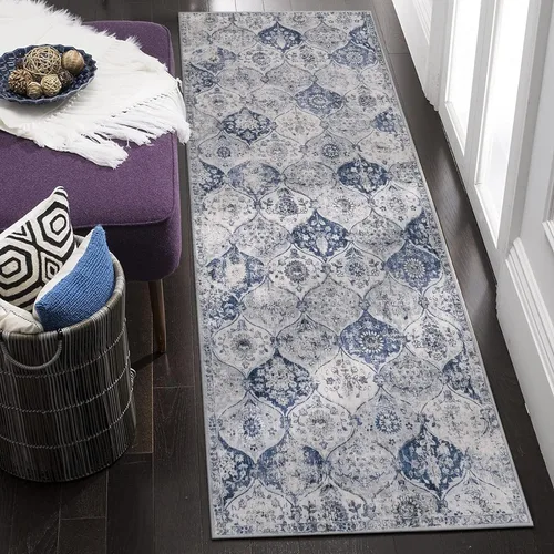 Vista 78 de Lahome - Alfombra marroquí antideslizante y lavable, pequeña alfombra oriental para dormitorio, cocina, entrada, baño, entrada, 61 x 91 cm, crema