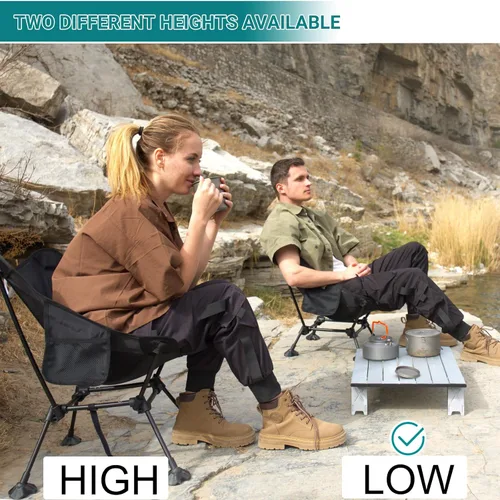 Vista 8 de ATEPA Silla de mochilero, ultraligera, plegable, portátil, pequeña, sillas de camping para adultos, asiento de playa plegable compacto con pies