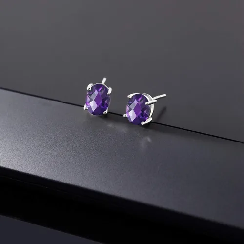 Vista 69 de Gem Stone King Aretes de oro de 14 quilates con piedra natal ovalada de 0.315 x 0.236 in Aretes de oro para mujer