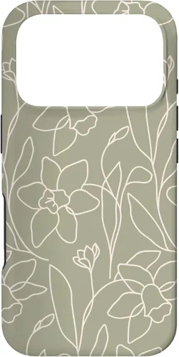 Vista 30 de Poppy Flower Line Art Modern Leaves Boho Artichoke Green Case for iPhone 17