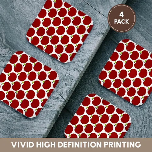 Vista 6 de 3dRose CST_164468_1 Posavasos suaves con temática de cocina de manzanas rojas (juego de 4)