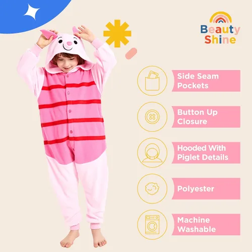 Vista 5 de Beauty Shine Kids Onesie Unisex Child Animal Costume Sleepwear Jumpsuit Christmas Halloween Cosplay Pajamas