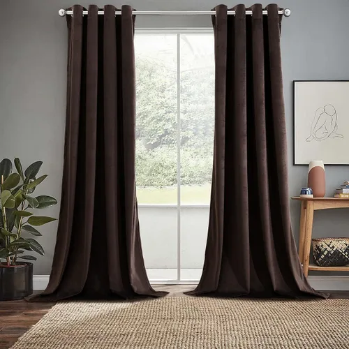 Vista 8 de Royal Hotel Bedding Paneles de cortinas opacas de terciopelo con ojales superiores pesados, paneles sólidos, cortinas de terciopelo suave, juego