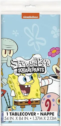 Vista 3 de Spongebob Squarepants - Mantel rectangular de plástico, 54 x 84 pulgadas, ideal para cumpleaños y fiestas de niños