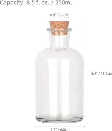 Vista 2 de Magic Season Botellas de vidrio decorativas con tapones de corcho (8.5 fl oz. botellas redondas/2 piezas)