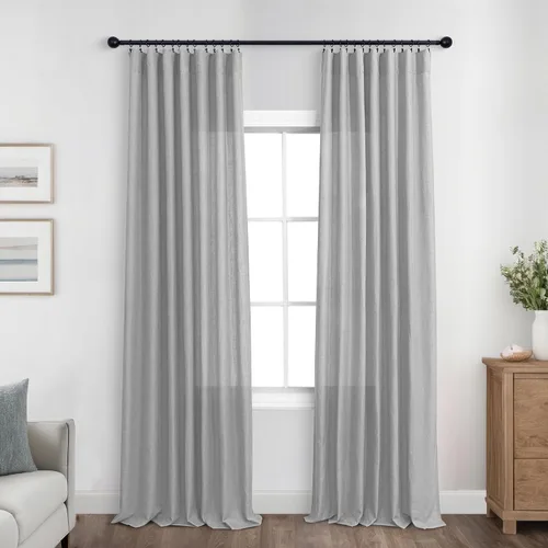 Vista 82 de KOUFALL Juego de 2 cortinas de puerta francesa, cortinas de lino para puerta/ventana, cortina transparente boho para cristal lateral delantero