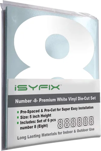 Vista 39 de iSYFIX - Calcomanías de vinilo blancas con número 0 (cero) - Juego de 6 unidades de 1.5 pulgadas autoadhesivas - Decalcomanías premium troqueladas