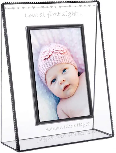 Vista 6 de Marco de fotos para bebé personalizado para mamá y papá 4 x 6 pulgadas, grabado con foto, recuerdo de vidrio, decoración de guardería, foto 319