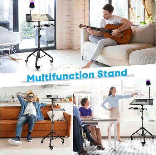 Vista 7 de Soporte ajustable para proyector de computadora portátil con ruedas