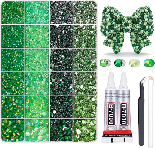Vista 13 de 27000PCs Resin Rhinestones Kit, 2-6mm Crystal Diamond Gems with Picker Pencil, Tweezer & 2 Glue Bottles, Flatback Rhinestone Set for Diamond