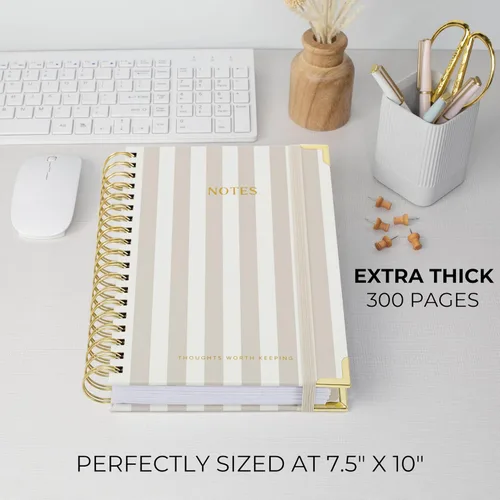 Vista 2 de Cuaderno en Espiral Grueso y Estético Con Pestañas - Diario Premium Para Mujeres Tamaño B5 - Cuaderno de Notas Rayado Para Universidad Con 300