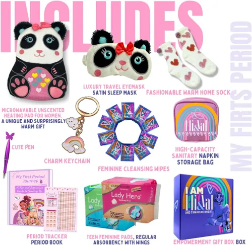 Vista 2 de Primer Kit de Período Regalo para Niñas de 9-12 años - Kit de Inicio de Período para Preadolescentes de 10-12 años - Esenciales de Emergencia