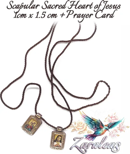 Vista 3 de Escapulario Católico Marco Acrílico Icono Rectangular Escapulario Hecho a Mano del Sagrado Corazón de Jesús, Sagrada Virgen del Carmen, Sagrada