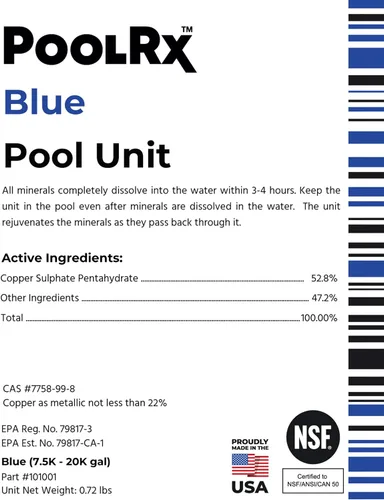 Vista 9 de PoolRx Pool Unit #101001 Algicida Azul de 6 Meses Trata 7.5k-20k galones, Individual