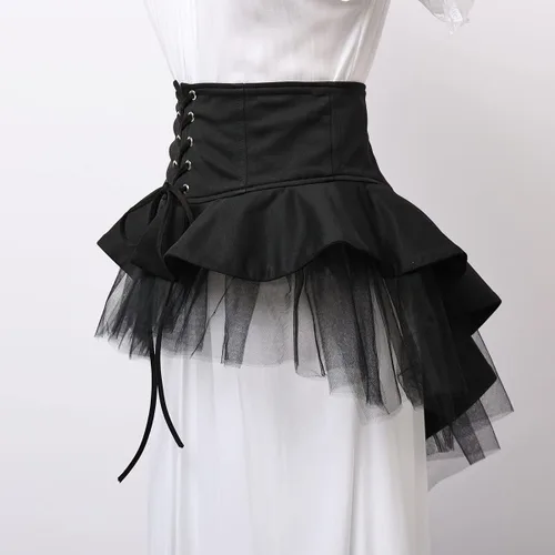 Vista 4 de Steampunk - Faldas de tul para mujer, cinturón de cintura con volantes, corsé pirata, disfraces