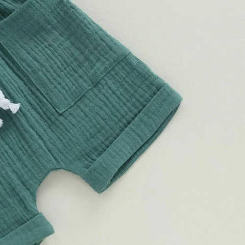 Vista 20 de fhutpw Conjunto de 2 piezas de ropa de verano para bebés, camiseta de manga corta, cintura elástica, pantalones cortos para niños pequeños