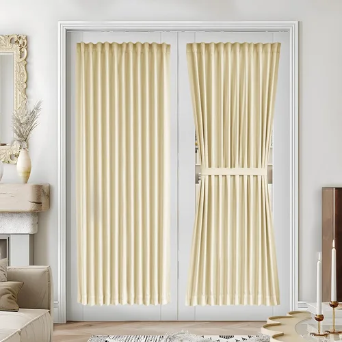 Vista 12 de Vatge Cortinas laterales autoadhesivas para puertas de cristal, sin taladro, extraíble, panel de filtrado de luz, 1 panel, 12 pulgadas de ancho x 60