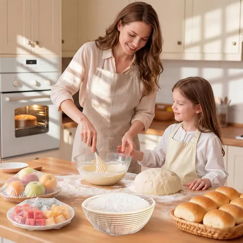 Vista 2 de Homelove 100 fundas para tazones a prueba de pan, envoltura de plástico grande para alimentos, masa madre, pan, horneado, elástico, reutilizable