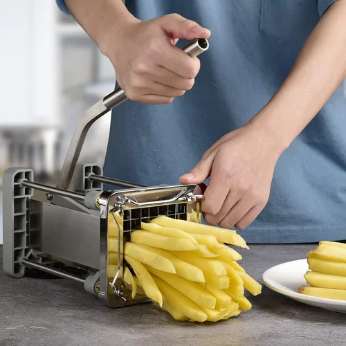 Vista 4 de Cortador de papas fritas, Sopito - Cortador profesional de papas de acero inoxidable con hoja de 1/2 pulgada, ideal para papas, zanahorias y pepinos
