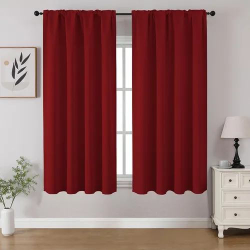 Vista 31 de CUCRAF - Cortinas opacas beige de 45 pulgadas, juego de 2 paneles con bolsillo para barra, cortinas para oscurecer dormitorios y sala de estar