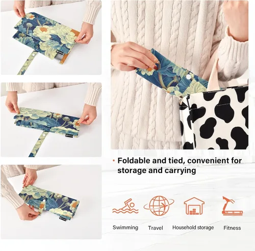 Vista 4 de Floral Cauliflower Design Blue White 3 Set Travel Packing Cubes For Suitcases Stackable Blanket Bags For Closet Storage Blanket Storage Bags Bed