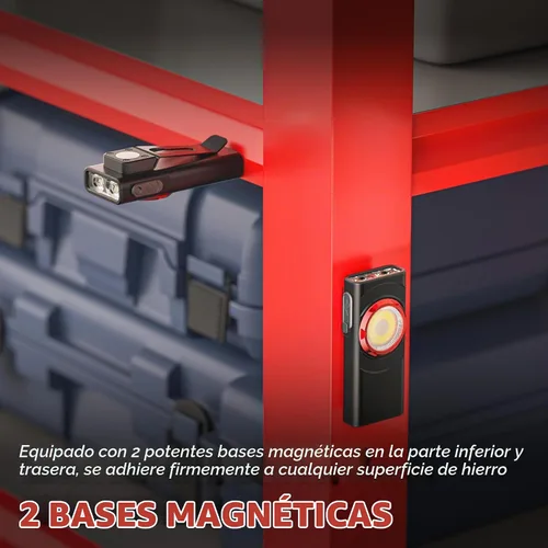 Vista 6 de Hopedone - Linterna plana de bolsillo EDC de 700 lúmenes, soportes magnéticos duales, 1 paquete