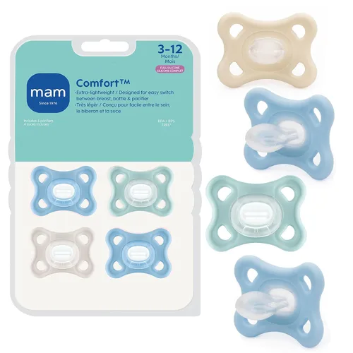 Vista 11 de MAM Comfort - Chupete para bebé de 0 a 3 meses, ligero, de silicona de una Zafiro azul/mate azul