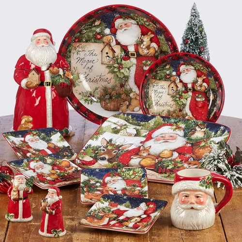 Vista 8 de Magic of Christmas Snowman - Juego de vajilla navideña de 16 piezas, servicio para 4, platos alegres de invierno, tazas y cuencos para comidas