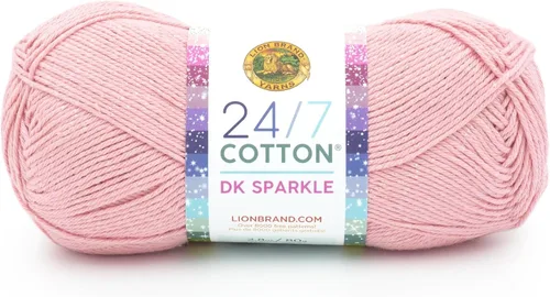 Vista 30 de Lion Brand Yarn Estampados DK de algodón 24/7, hilo para tejer, ganchillo y manualidades, azul, paquete de 1 Cotton Yarn for Knitting, Crochet
