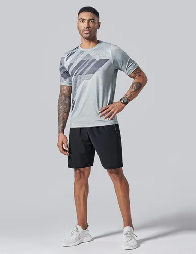 Vista 2 de Paquete de 5 camisetas de manga corta, con cuello redondo y de secado rápido para hombre, camisetas deportivas para correr, entrenar o ir al gimnasio