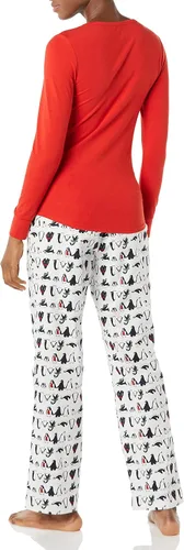 Vista 2 de Tienda Essentials Conjunto de pijama ligero de franela y camiseta de manga larga para mujer (disponible en tallas extragrandes)