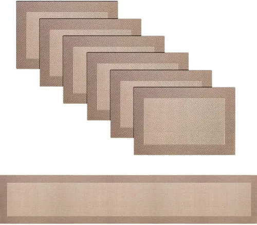 Vista 23 de Manteles individuales de vinilo resistentes al calor, lavables, fáciles de limpiar, manteles individuales de plástico para cocina, mesa de comedor