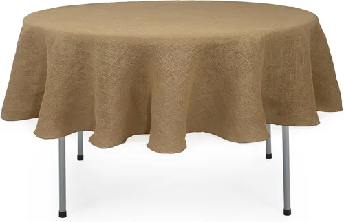 Vista 13 de Your Chair Covers - Mantel redondo de yute rústico de yute natural de 60 pulgadas para bodas, fiestas, cocina, hogar, comedor