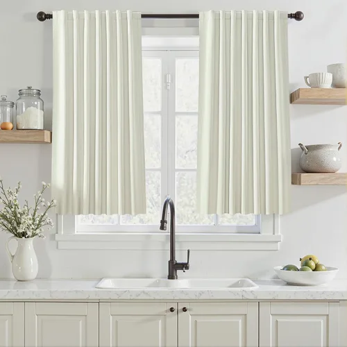 Vista 13 de Cortinas opacas de 54 pulgadas de largo para dormitorio, sala de estar, cortinas beige con aislamiento térmico, oscurecimiento de la habitación