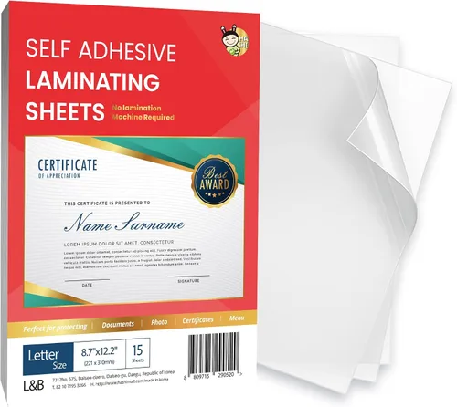 Vista 10 de Hojas laminadoras autoadhesivas de 12.3 x 17.1 pulgadas, paquete de 10, 4 mil de grosor, sin calor, sin máquina, hojas laminadoras autoselladas por