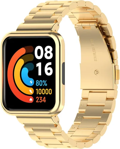 Vista 8 de Compatible con Redmi Watch 2 lite con funda, correa de metal de acero inoxidable mejorada con protector de pantalla para Redmi Watch 2 lite