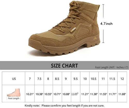 Vista 3 de Men's Tactical Combat Boots Lightweight Military Boots Durable Suede Work Boots Hiking Outdoor Boots