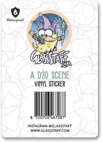 Vista 3 de Glassstaff A d20 Scene DND - Calcomanías divertidas para hombres, mujeres, geniales para adolescentes, adultos, impermeables, para laptop, teléfono