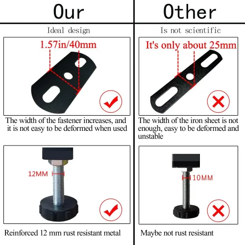 Vista 5 de Patas de soporte de metal para muebles, altura ajustable, marco central de cama resistente, elevadores de pies para plataforma Queen/King, piezas