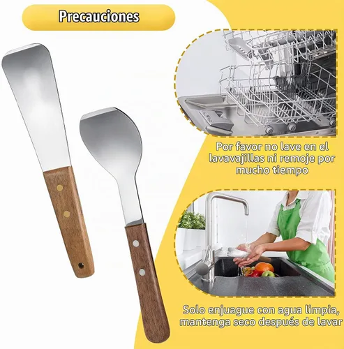 Vista 5 de Patelai - Pala de acero inoxidable con mango de madera (2 unidades)