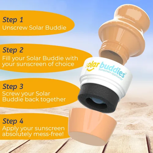 Vista 5 de Solar Buddies Aplicador de Protector Solar – Single Nude – Aplicador Recargable en Rollo con Esponja para Protector Solar, Crema Solar y Loción