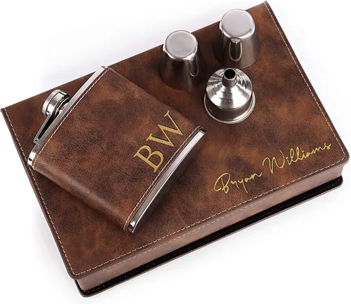 Vista 6 de Regalos de padrinos de boda – Juego de regalo personalizado para padrinos de boda con caja de regalo, embudo y vasos de chupito, despedida