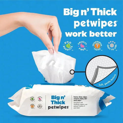 Vista 4 de Petkin Big N' Thick Toallitas para Mascotas 100