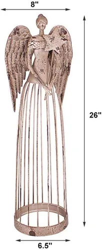 Vista 6 de Y&K Decor - Estatua de ángel de metal envejecido para jardín, patio, césped, patio, decoración de interiores y exteriores, Navidad (25.5 pulgadas)